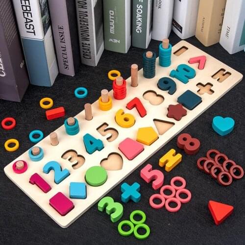 Montessori 3 In 1 Busy Board Childrens Early Educational Toy Number Shape Matching Arithmetic Intellectual Puzzle Teaching Aids