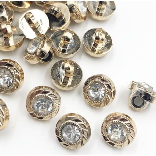 30/50/150pcs 10mm New Plating Buttons With Rhinestones Shank Diy Apparel Sewing Accessories Shirt PH313