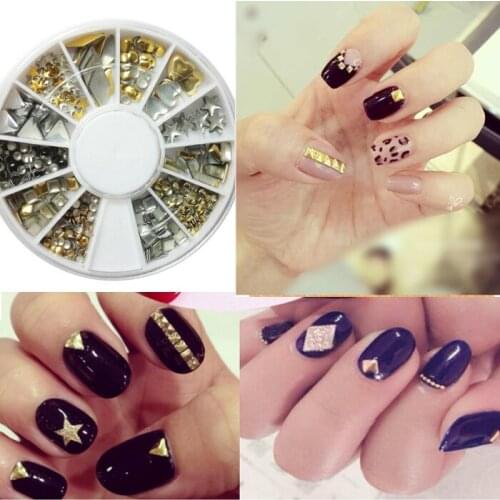 Nail 3d art Gold Silver Black 12 Different Styles Acrylic Nail Art Stickers Tips Glitter Fashion Nail Tools DIY Decoration