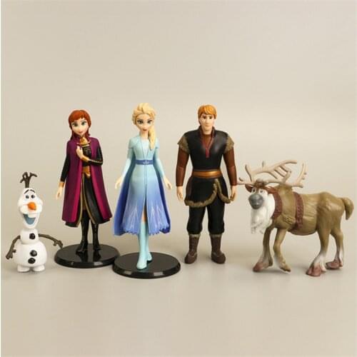 5pcs/Lot 9-14cm Disney Princess Toys Frozen 2 Snow Queen Elsa Anna Olaf Sven Kristoff Pvc Action Figure Doll For Kids Gift