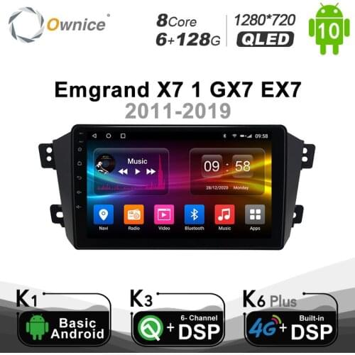 6G+128G Ownice Android 10.0 for Geely Emgrand X7 1 GX7 EX7 2011 - 2019 Car autoradio Multimedia Video Audio GPS Radio Head Unit