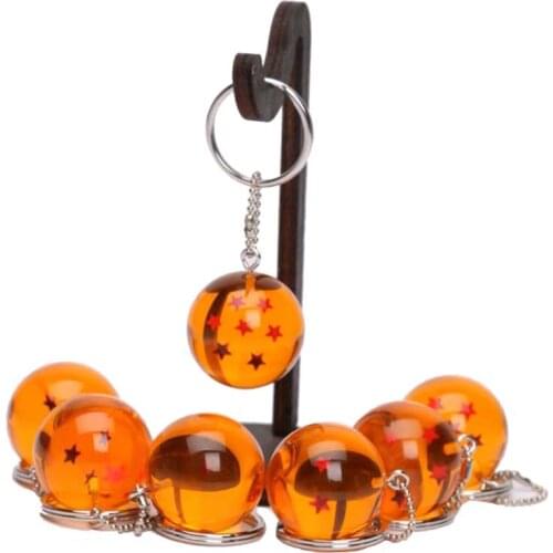 7pcs/set 2.5cm Anime 7 Stars Crystal Balls Key chain Pendants Keychain Figure Toy Keyfob Keyring