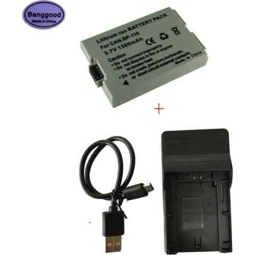 3.7V 1500mAh BP-110 BP110 Camera Battery + USB Charger for Canon VIXIA HF R20 R21 R200/Legria HF R26 R27 R28 R205 R206 HFR28