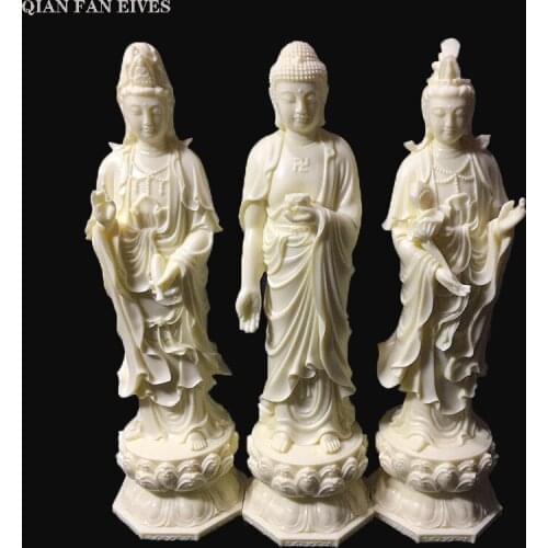 White Western Three Holy Buddha Sculpture Statue，Modern art sculpture，High-end home decorations， Guanyin Feng Shui Statue