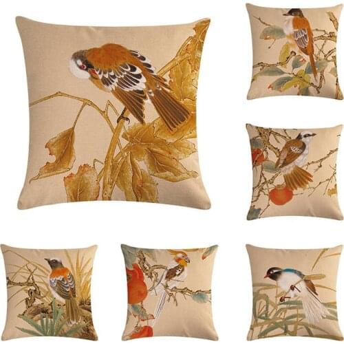 Retro Birds pillow/almofadas case,vintage yellow green floral branch seat back cushion cover decorative throw pillow case ZY186