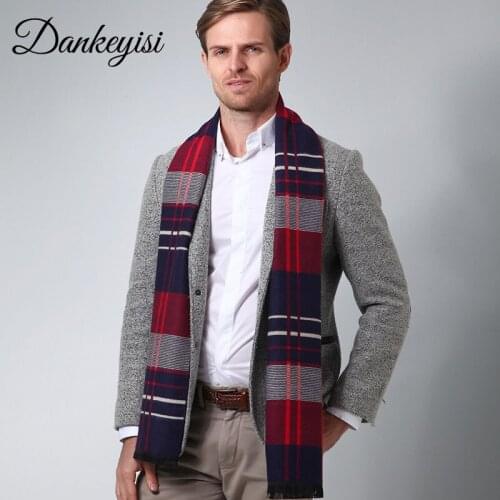 DANKEYISI Fashion Plaid Scarf Men Long Luxury Male Scarf Brand Desigual Print Bandana Scarves Soft Shawl Scarf Bufanda Hombre