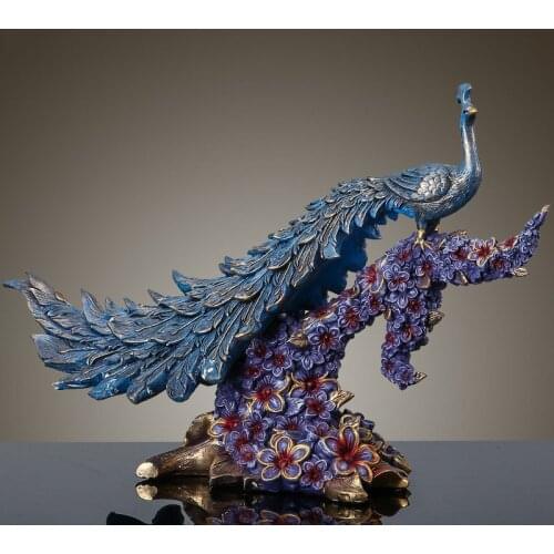 CHINESE LUCKY RESIN PEACOCK ORNAMENTS HOME LIVINGROOM TABLE ACCESSORIES CRAFTS PORCH FENGSHUI ANIMAL FIGURINES DECORATION ART