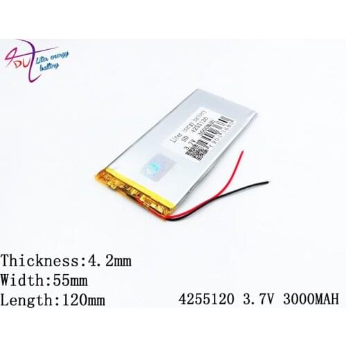 4255120 3.7V 3000MAH 4055120 Lithium polymer Battery with Protection Board For PDA Tablet PCs Digital Products Free Shipping