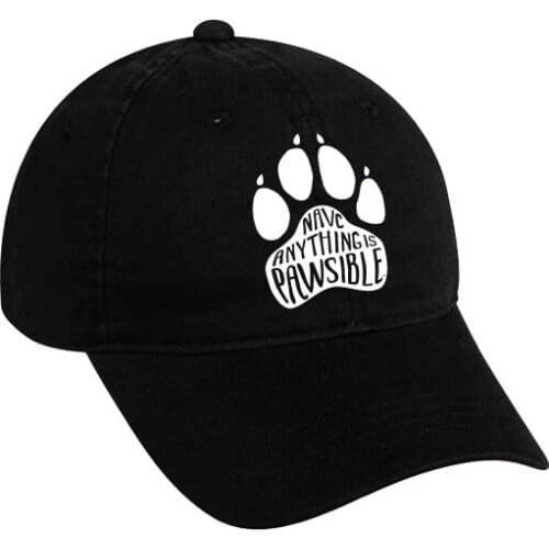 "Anything Is Pawsible" Fashion Bear Pawprint Printed Baseball Cap