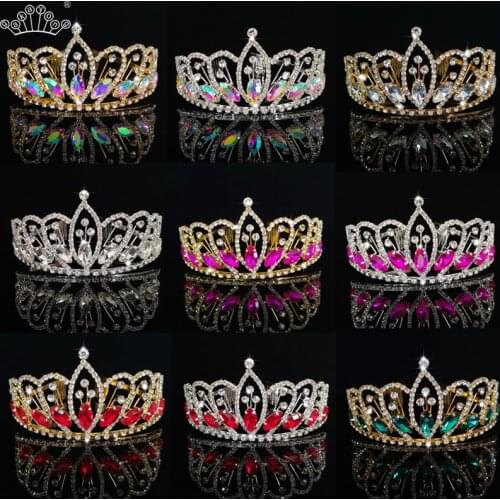 Fashion Crystal AB Bridal Crown and Tiaras Rhinestone Headband Tiaras for Women Bride Wedding Hair Accessories