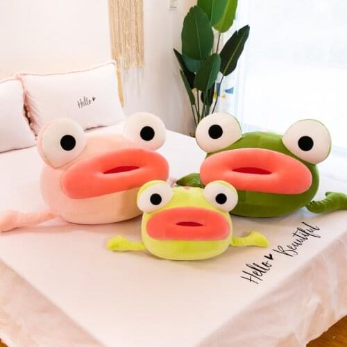 New 35-55cm Plush Toys Cute Big Mouth Frog Plush Pillow Stuffed Cotton Childrens Toys Kawaii Big-eyed Frog Kids Gift Toy