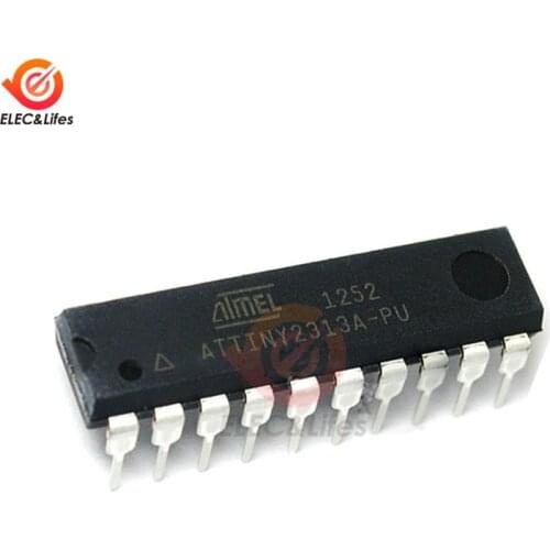 New Original ATTINY2313A-PU ATTINY2313 DIP20 MCU 8-bit ATtiny AVR RISC 2KB Flash 2.5V/3.3V/5V 20-Pin DIP