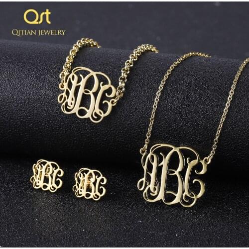 3PCS Stainless Steel Custom name Necklace Women Personalized Jewelry Alfabet Choker Letter combination Pendant Necklace Collier