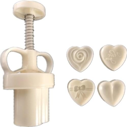 Plastic Mooncake Mold 30g Heart Stamp Cookie Cutter Mould DIY Baking Accessories Mid-Autumn Festival Kitchen Gadgets