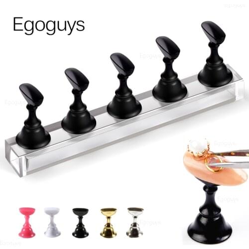5PCS Magnetic Nail Art Practice Display Stand Acrylic Chess Board False Nails Holder UV Gel Polish Showing Shelf Training Base
