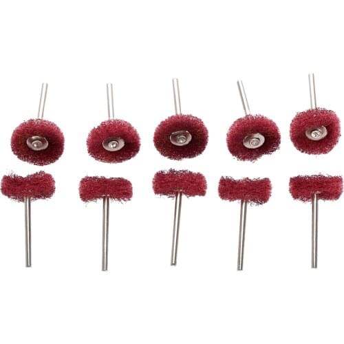 10Pcs 3mm Metals Polishing Buffing Wheel Electric Grinding Brush Sanding Scouring Pad for Drill Grinder Dremel Rotary Tools