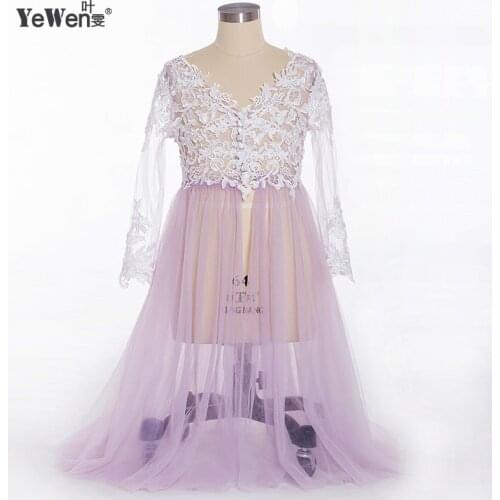 See Through Flower Girl dress photography Props Girls 2021 Summer Fashion white Lace Tulle Princess Beach Wedding Party Dresses