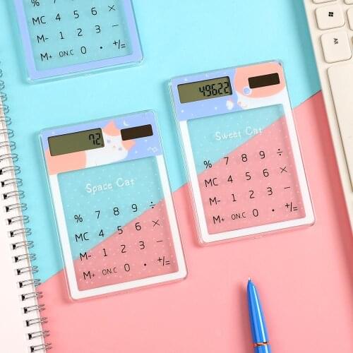 Transparent cute cartoon 8-digit calculator Solar energy mini Portable calculator School Supplies kawaii