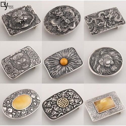 925Silver belt buckle Smooth buckle Sterling silver belt buckle silver ornament buckle mens waistband head