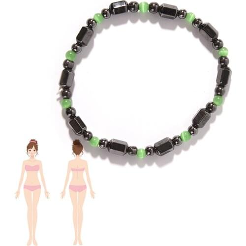 Weight Loss Round Black Stone Magnetic Therapy Bracelet For Women Men Health Care Magnetic Hematite Stretch Bracelets
