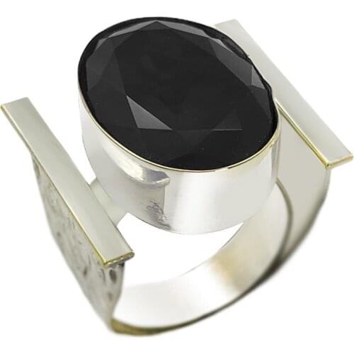 Black Onyx Stone Silver Authentic Women Ring 101 Series Mardin Midyat Silver