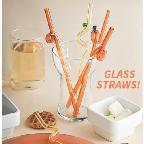 Glass Straws Long Rainbow Colored Curved Reusable Plastic Replacement Straws for Smoothie Milkshakes Tea Juice Cocktail Drinkis