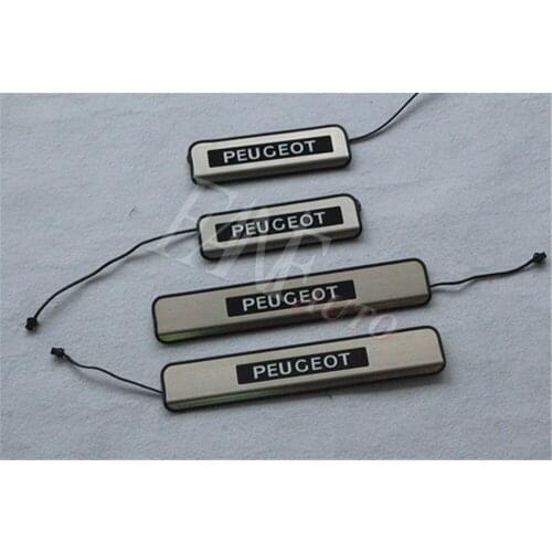 Stainless Steel Led Door Sill Scuff Plate Guard Sills Protector Trim For 308 408 508 2008 3008 4008 5008