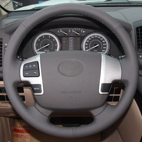 Dark Gray Leather Car Steering Wheel Covers for Toyota Land Cruiser 2008-2015 Tundra 2007-2013 Sequoia 2008-2011