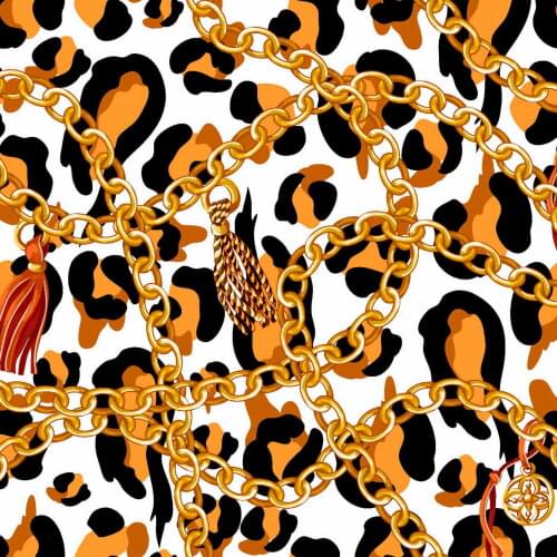 10-color leopard print chain print fabric 100% polyester textile fabric for dress chiffon four-way stretch swimsuit fabric