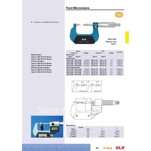 Point Micrometers.0-25mm 100% Quality goods Double cusp micrometer