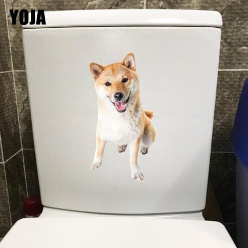 YOJA 11.8*22.6CM Lovely Dog Wall Decor Animal Decals Creative WC Toilet Sticker T1-0224