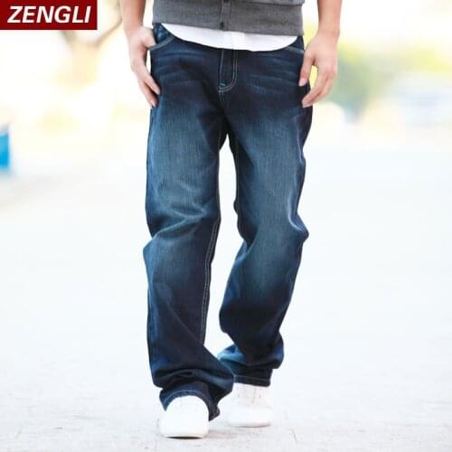 ZENGLI Cotton Jeans men Solid Retro Fashion Casual Loose Jeans Male Stright Soft Breathable Comfortable Brand Pants Big Size 48