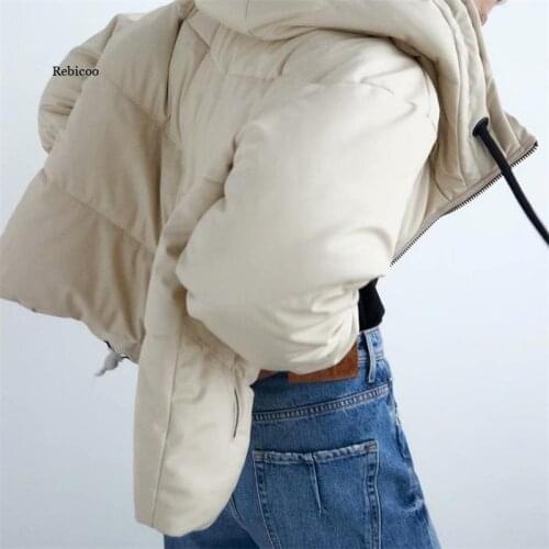 Women Fashion Thick Warm Faux Leather Padded Jacket Coat Vintage Long Sleeve Oversized Parka Female Outerwear Chic Tops