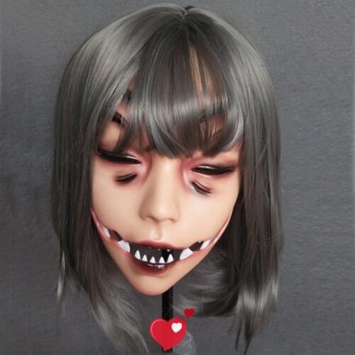 LI-02)Female Resin Half Head Kigurumi Crossdress Cosplay Japanese Anime Role Monster Mask Without Eyes