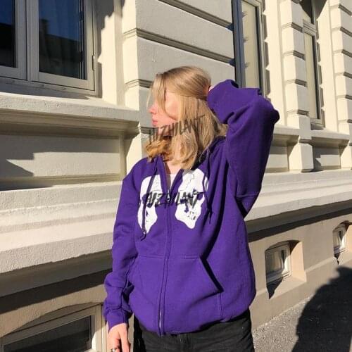 Gothic Sweatshirt Oversized Hoodie Women Zip Up Long Sleeve Top Female coat winter 90S Vintage Harajuku skull Grunge Clothes Y2K