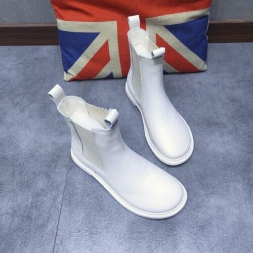 Spring 2021 ladies elegant white ankle boots female high heel platform shoes black gothic leather punk ankle boots