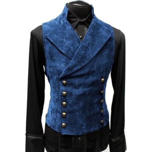 2021 Men Vintage Red SliM Suit Vest Elegant Men Waistcoat Stand Collar Casual Solid Color Double Breasted Vest Waistcoat Winter