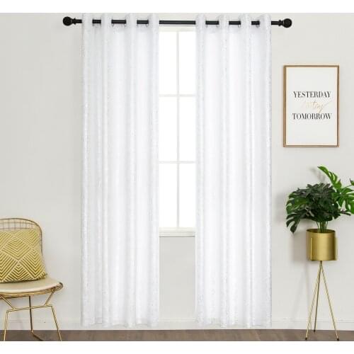 1 Pair- White Silver Luxury Thermal Insulated Grommet Blackout Curtain Decorative Window Panels Drapes for Bedroom Living Room