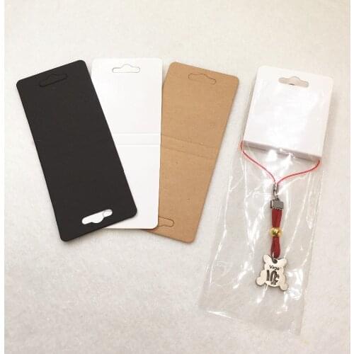 100pcs Kraft paper Necklace/chain bracelet Packing displays Cards+100pcs transparent OPP bags, 12x5cm Jewelry cards for pendant