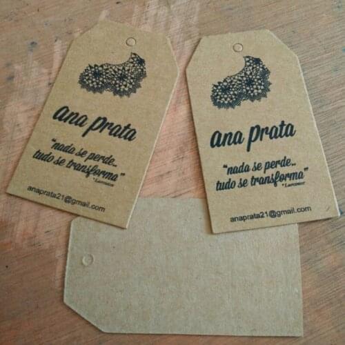 1000 pcs Custom logo 350GSM Retro kraft tags toy/hat/jeans price swing hang tag 4 * 7 cm