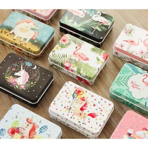 12pcs Fantasy Unicorn Cosmetics Makeup Organizer Case Metal Tea Coin Candy Box Wedding Favor Gift Box