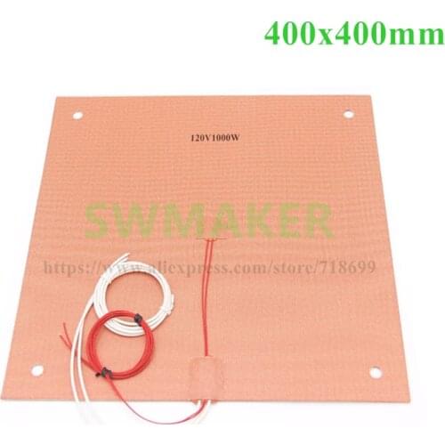 SWMKAER 120/220V 1000W Silicone Heater heated bed 400x400mm for Creality CR-10 S4 3D Printer Silicone Heater Pad Bed with Holes