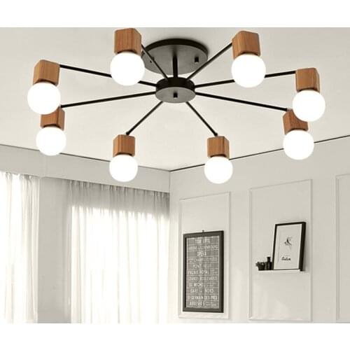 3/5/8 Wood LED Ceiling Lights Living Room Bedroom Modern Ceiling Lamp Modern Lustres De Sala Plafond luminaire lights E27