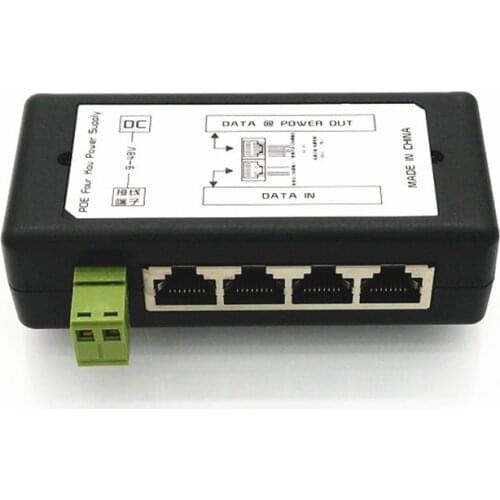 4Ports POE Injector POE Splitter for CCTV POE IP Camera Power Over PoE Power Adapter Ethernet Power Supply Input DC12V-DC48V