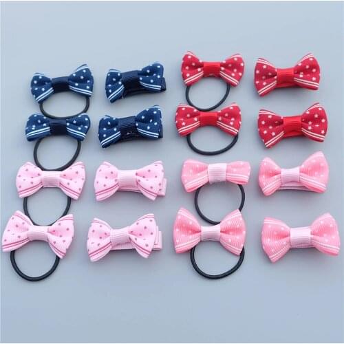 4pcs/set Cute Kids Bow Elastic Hair bands Color Ribbon Hair Clip Set Princess Hairpin Fashion Headwear For Girls Baby Barrettes
