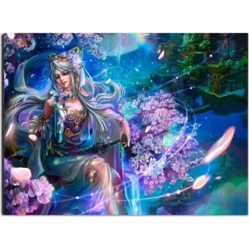 Nature Forest sakura rhinestone Embroidery with diamond girl 5D diamond painting sale fairy diamond mosaic full square round