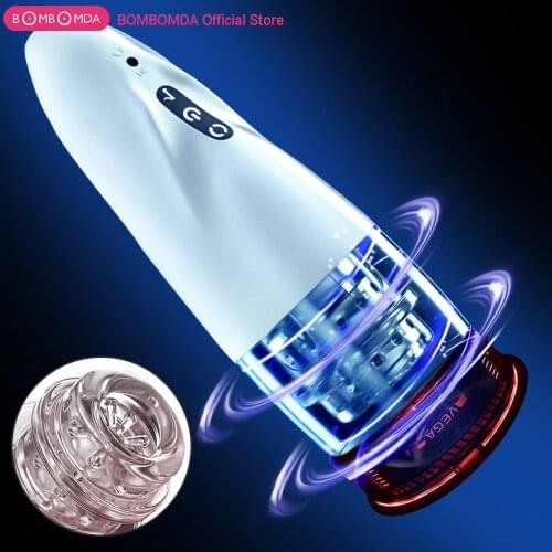 Automatic Male Masturbator Cup Hands Free Rotating 10 adjustable Vagina Pocket Pussy Blowjob Stroker Vibrating Oral Sex Toys Sho