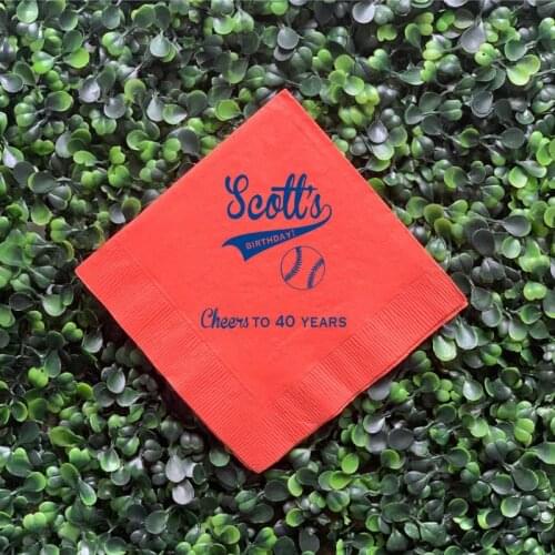 Baseball Birthday napkin, Cheers to 40 years, Personalized Birthday Napkins, Custom 40th Birthday Napkins milestones birthday