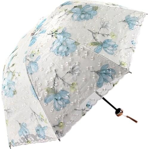 Double-Layer Lace Parasol Umbrella UV Protection Sun Shade Lady Folding Umbrella Princess Sweet Lace for Wedding Gifts