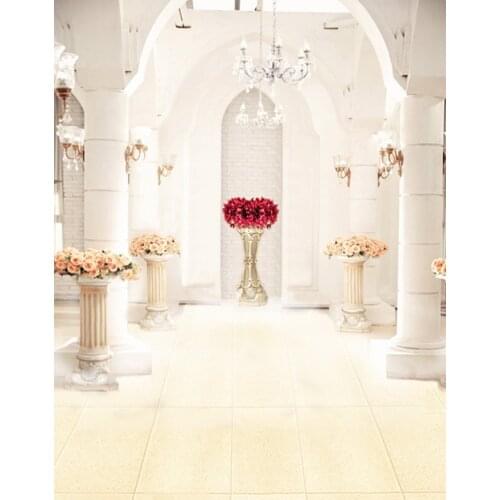 5x7ft Pikn Red Flowers White Hall Photography Backdrops Photo Props Studio Background